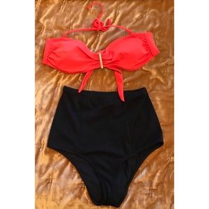 Vintage circa 2012, Gap Orange and Gold Bandeau/Halter Bikini Top, Size Medium
